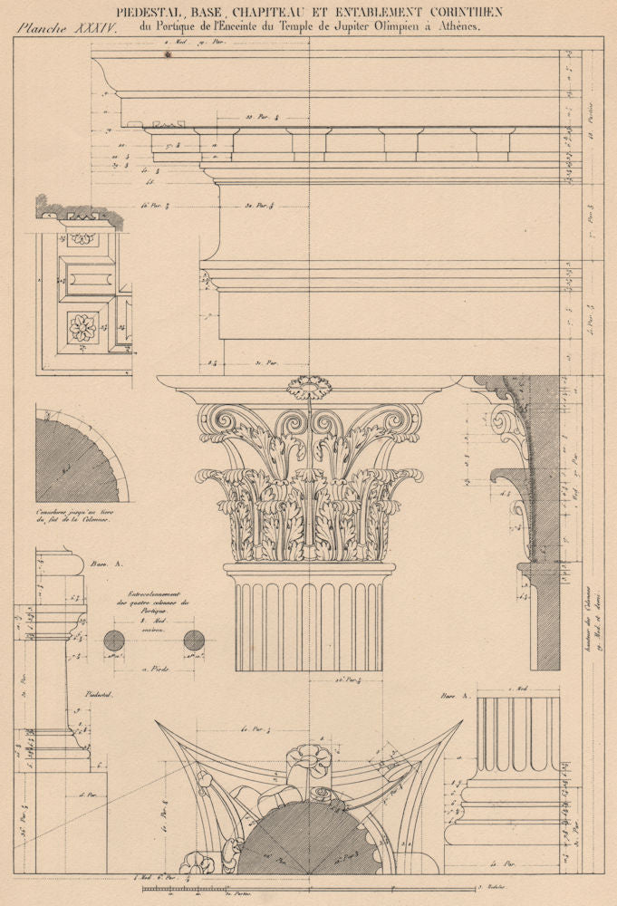 CORINTHIAN ARCHITECTURE. Temple of Jupiter Olympus, Athens. Pedestal Base 1931